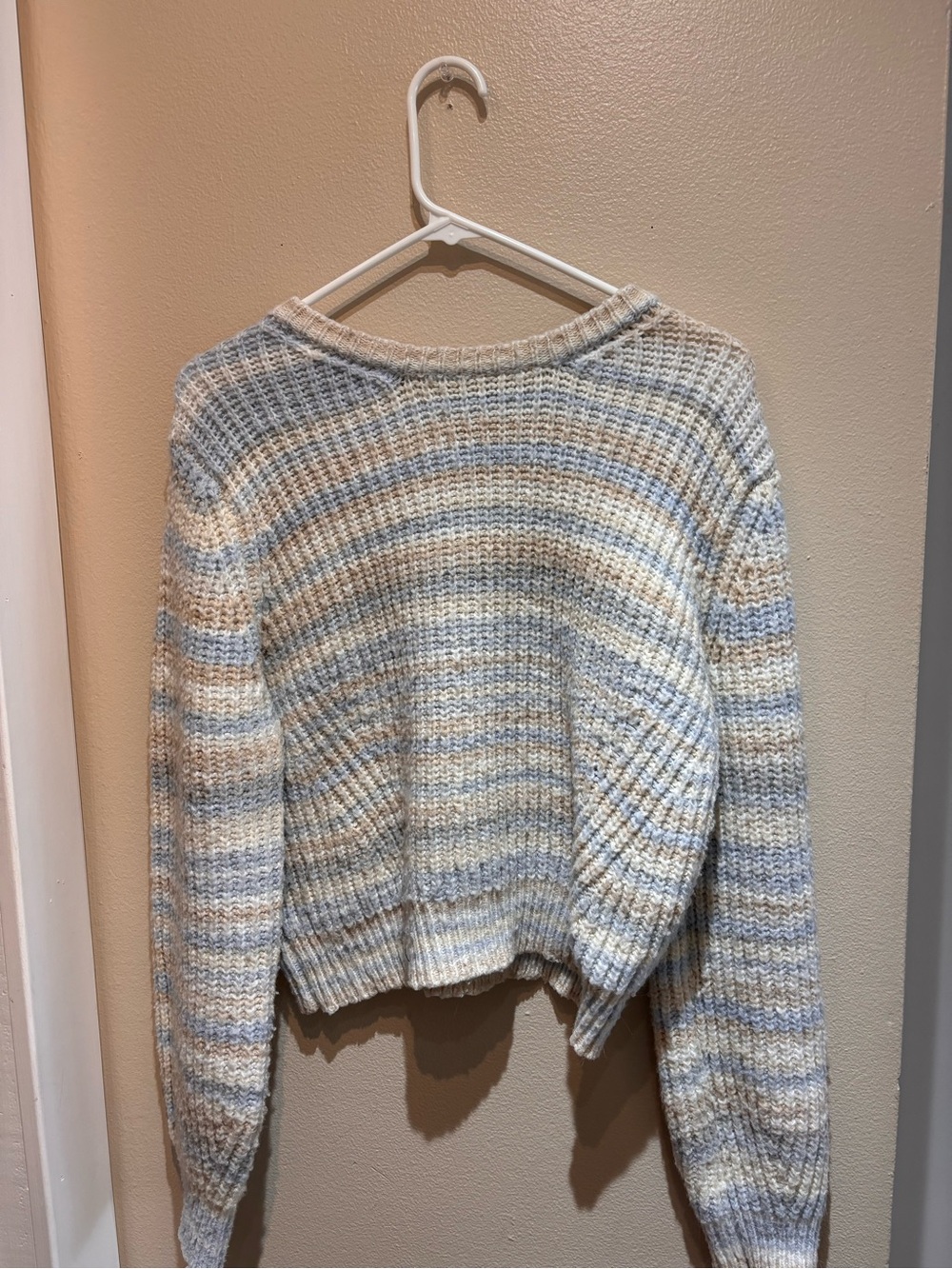 Striped Crewneck Sweater in Blue & Cream